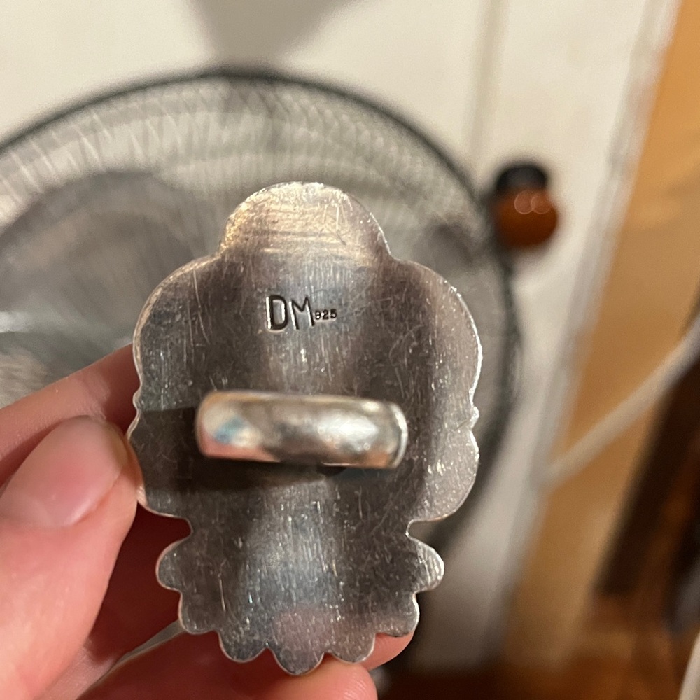 Dark Moon Silver Turquoise Statement Ring - image 3